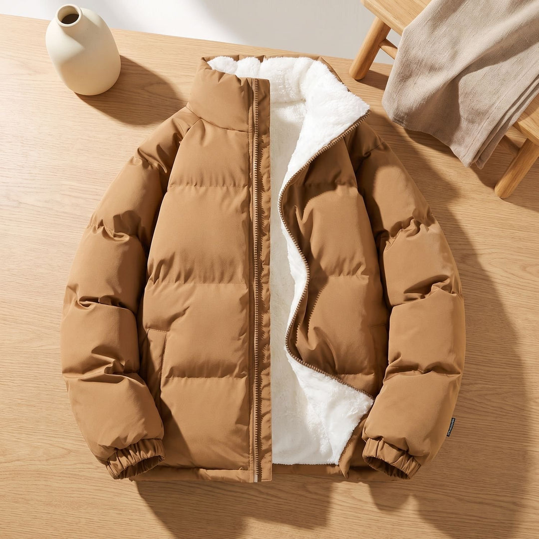 Heren Gewatteerde Puffer Winterjas met Fleece Voering Rits