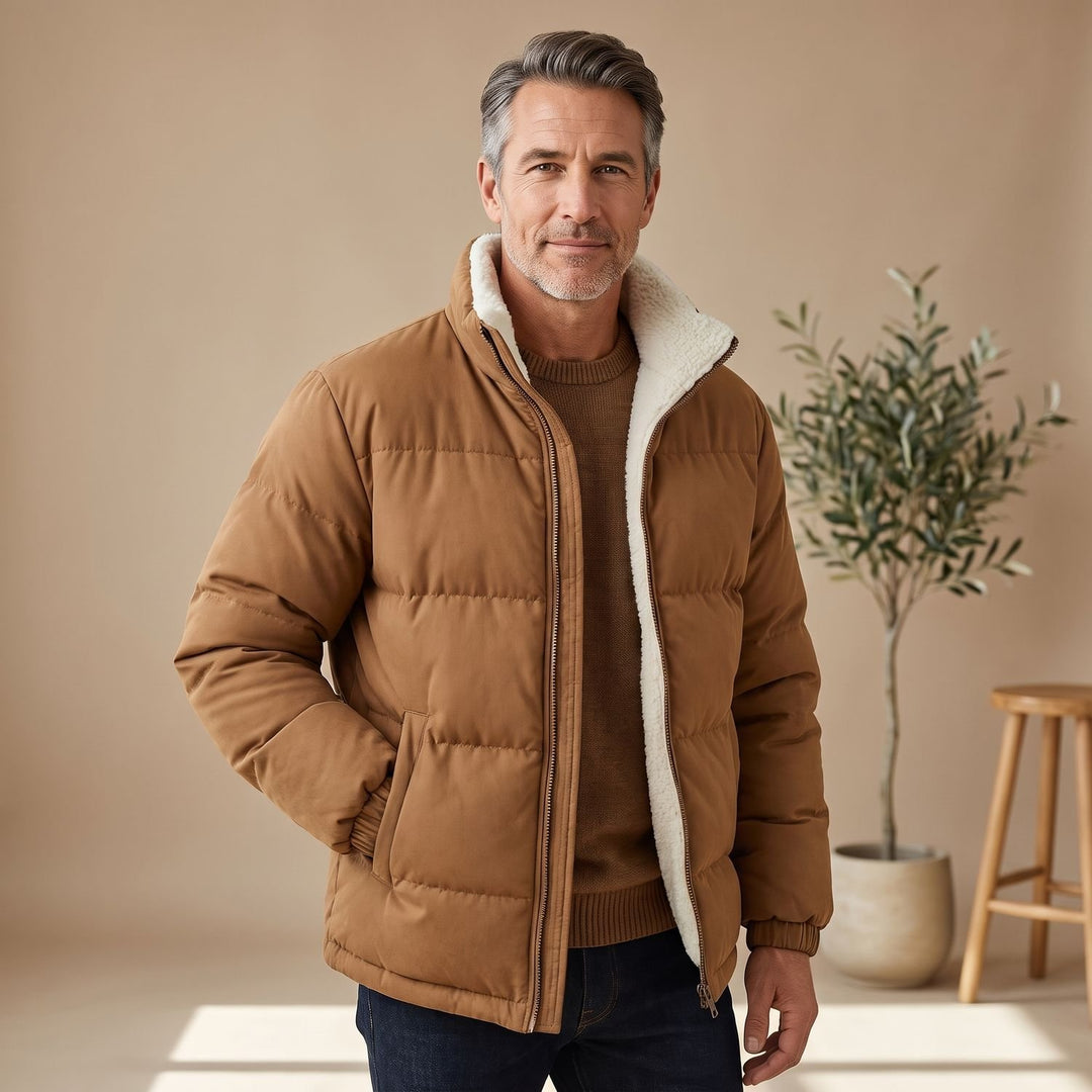 Heren Gewatteerde Puffer Winterjas met Fleece Voering Rits