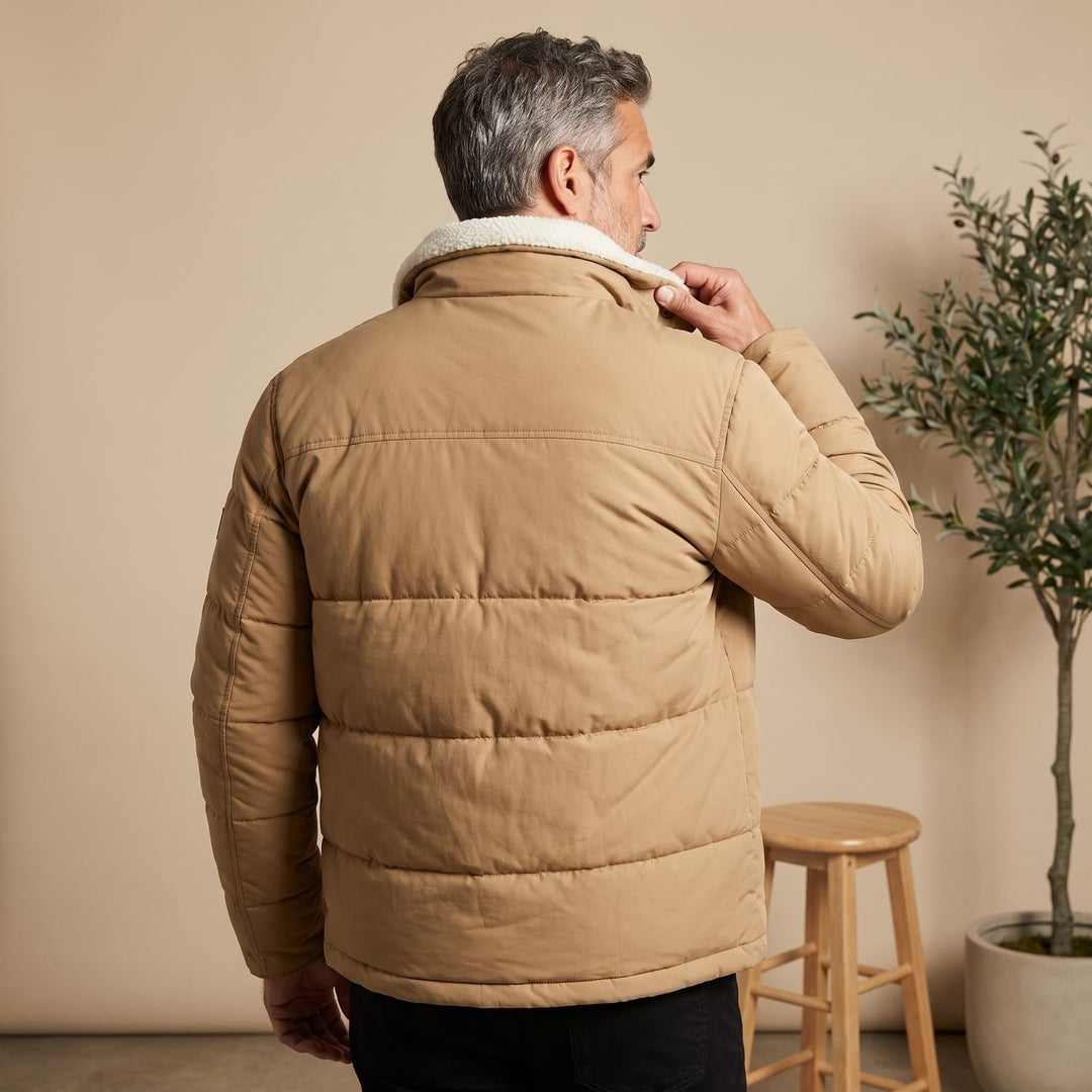 Heren Gewatteerde Puffer Winterjas met Fleece Voering Rits