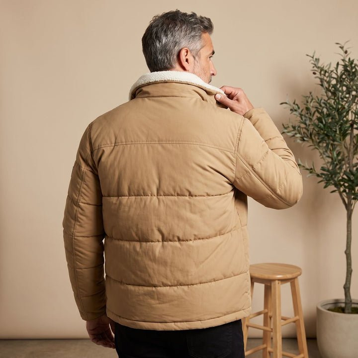 Heren Gewatteerde Puffer Winterjas met Fleece Voering Rits
