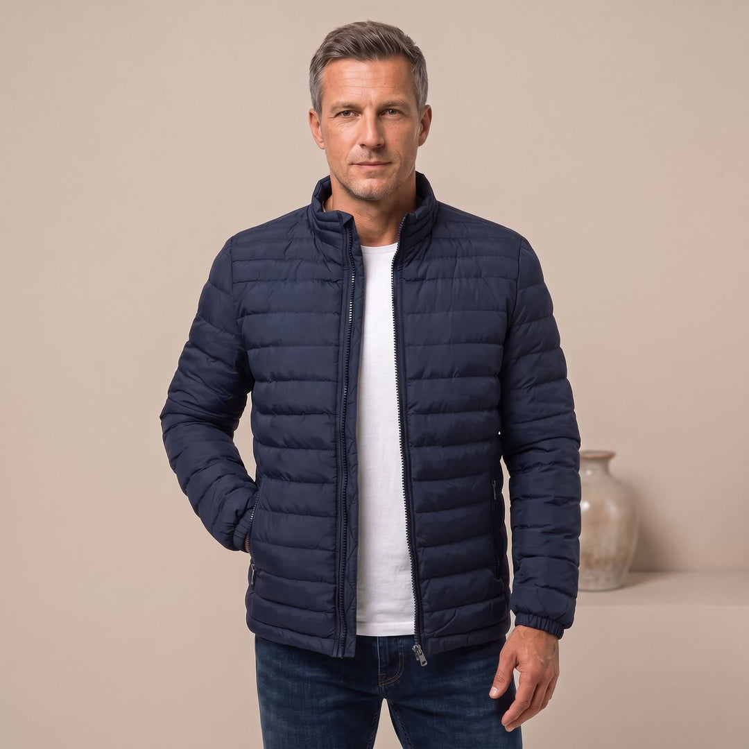 Heren Gewatteerde Puffer Winterjas met Ritssluiting Staande Kraag