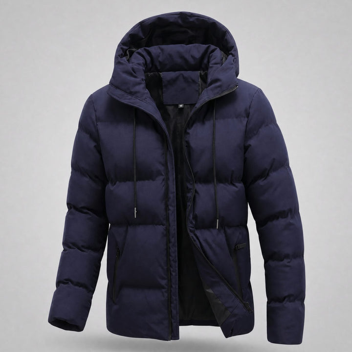 Heren Gewatteerde Winterjas met Capuchon en Rits - Blauw