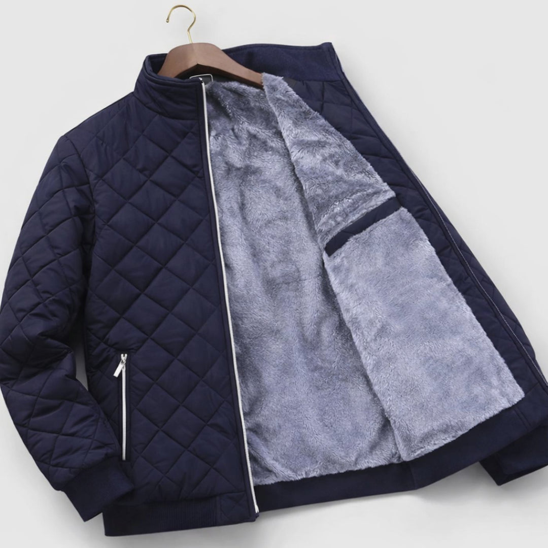 Heren Gewatteerde Winterjas met Zachte Fleece Voering Staande Kraag