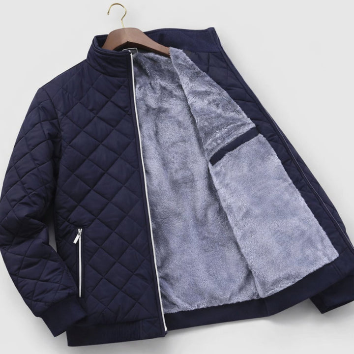 Heren Gewatteerde Winterjas met Zachte Fleece Voering Staande Kraag