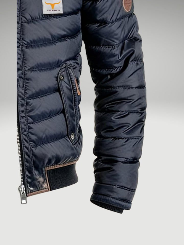 Heren Gewatteerde Winterjas Slim-Fit Bomber met Staande Kraag