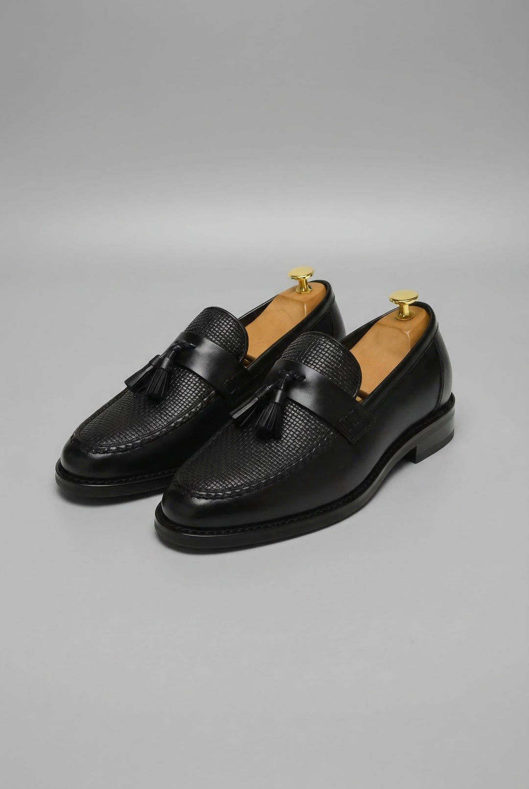 Heren Geweven Kwastje Instapper Loafers - Black
