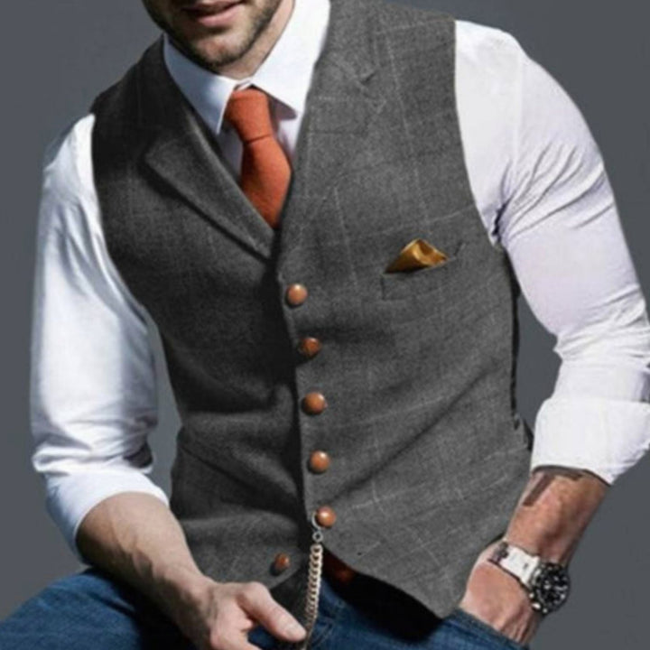 Heren Gilet Bodywarmer Klassiek Geruid Tweed Vest - Grijs
