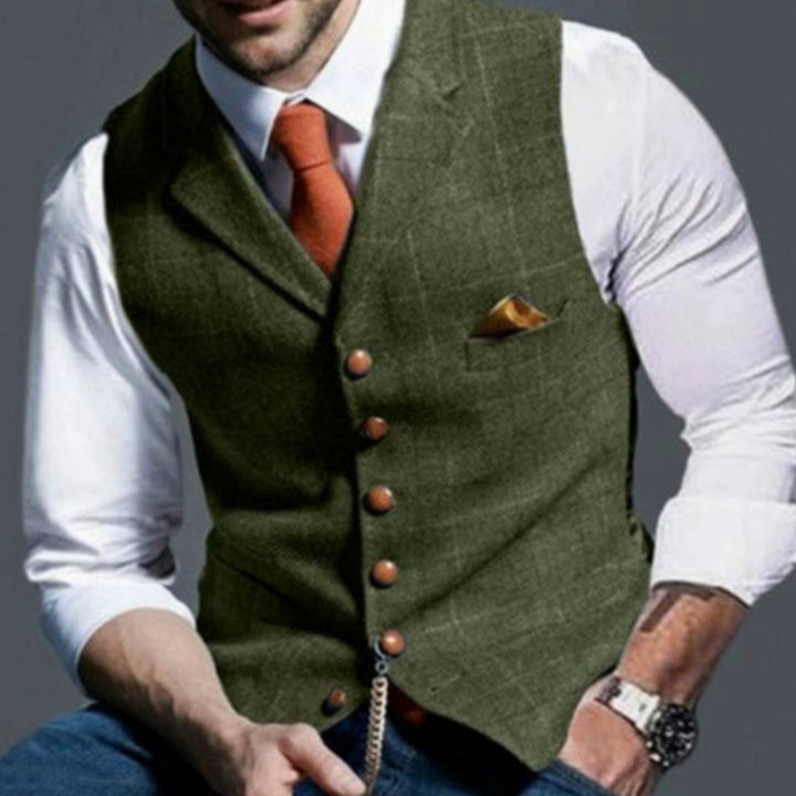 Heren Gilet Bodywarmer Klassiek Geruid Tweed Vest - Groen