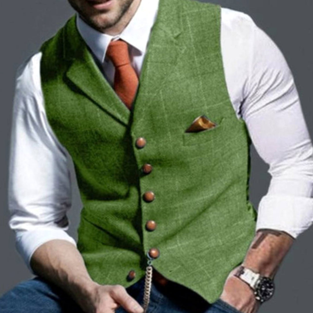 Heren Gilet Bodywarmer Klassiek Geruid Tweed Vest - Lichtgroen