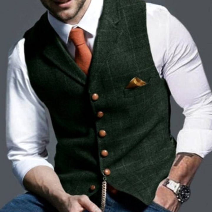 Heren Gilet Bodywarmer Klassiek Geruid Tweed Vest - Donkergroen
