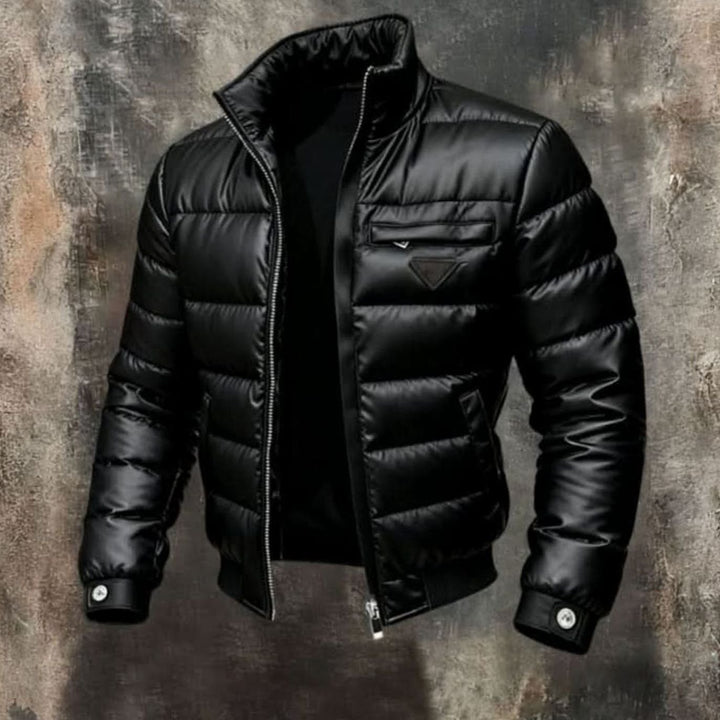 Heren Glanzende Gewatteerde Winterjas Bomber Pufferjack