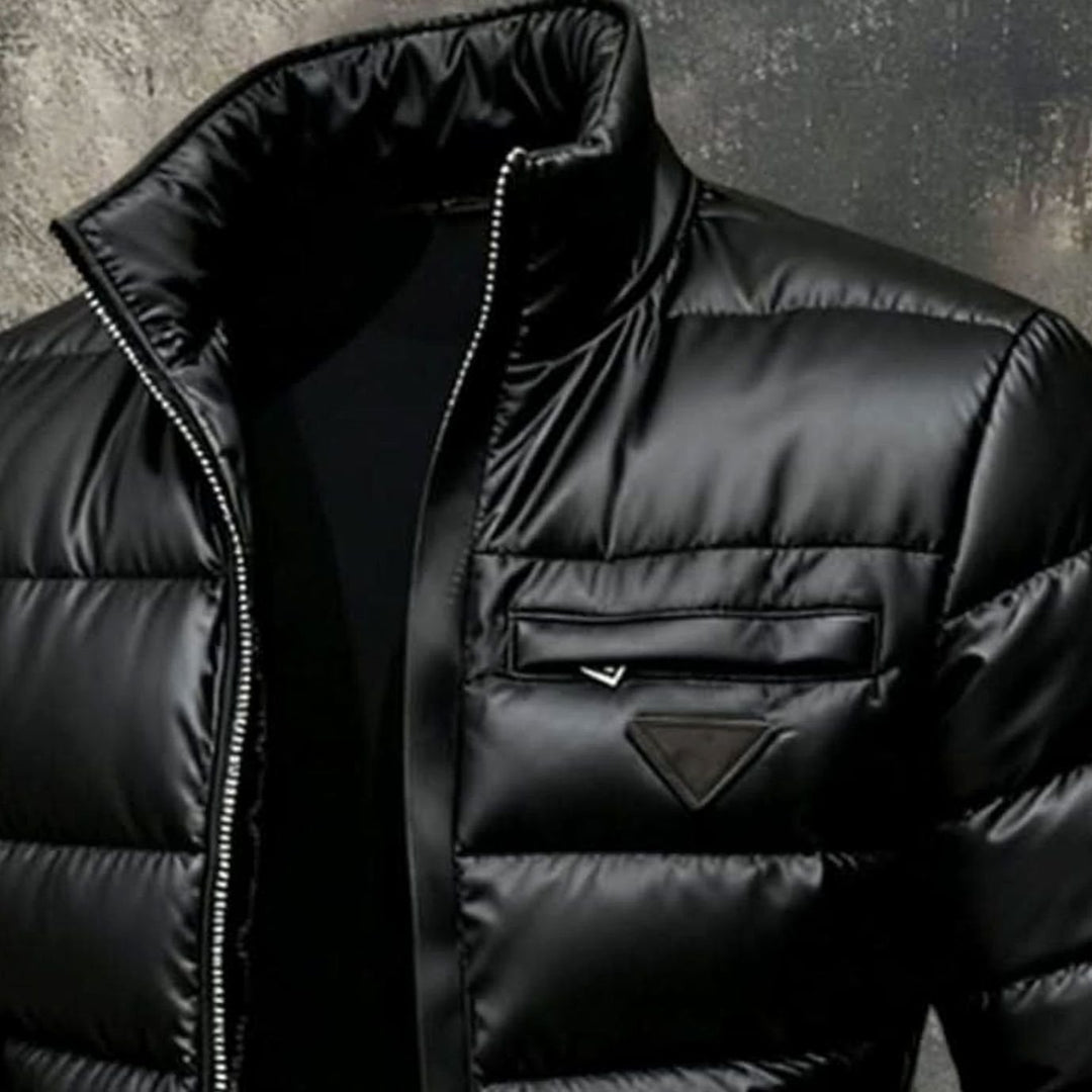 Heren Glanzende Gewatteerde Winterjas Bomber Pufferjack