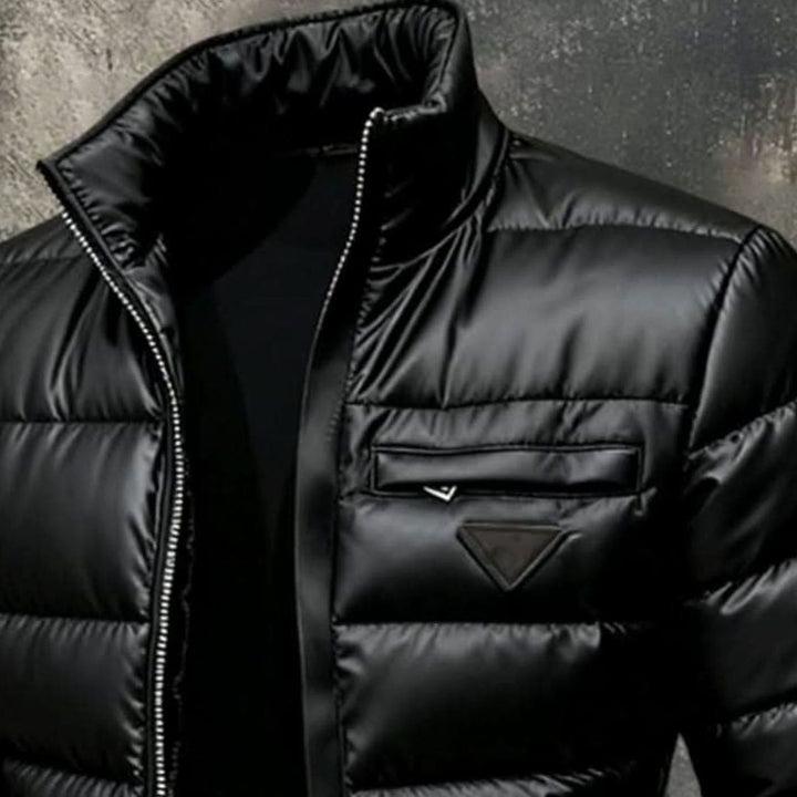 Heren Glanzende Gewatteerde Winterjas Bomber Pufferjack