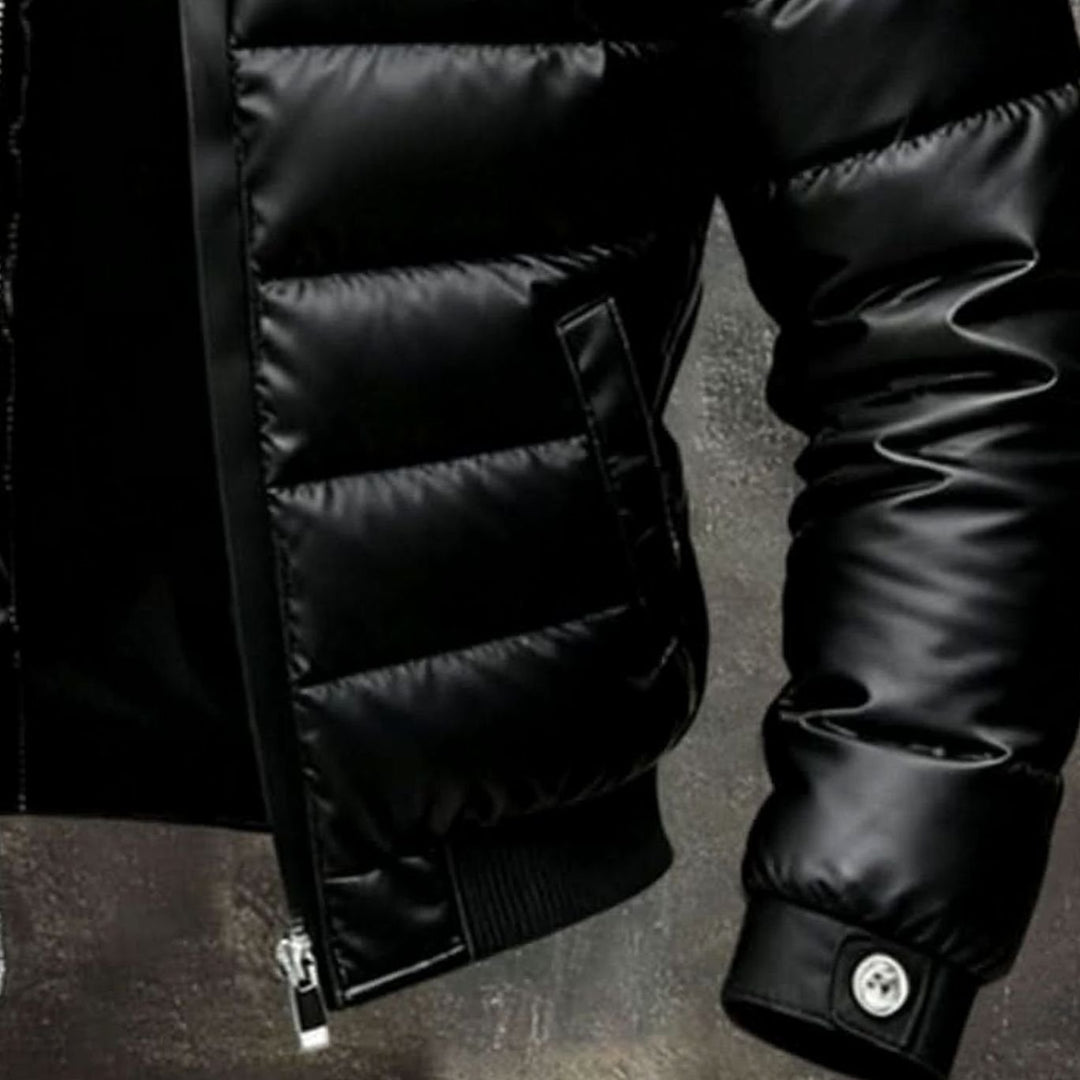 Heren Glanzende Gewatteerde Winterjas Bomber Pufferjack