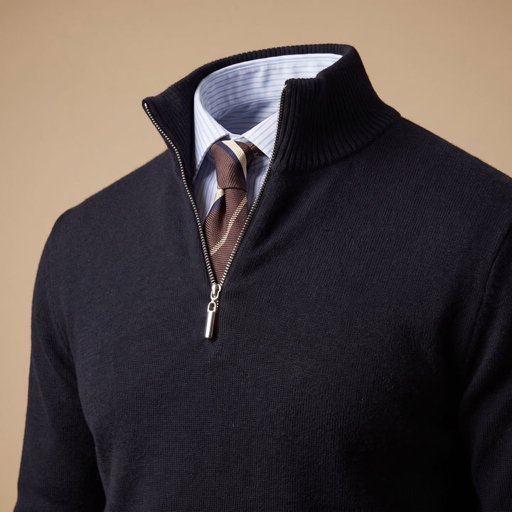 Heren Half-Zip Wollen Pullover met Rits