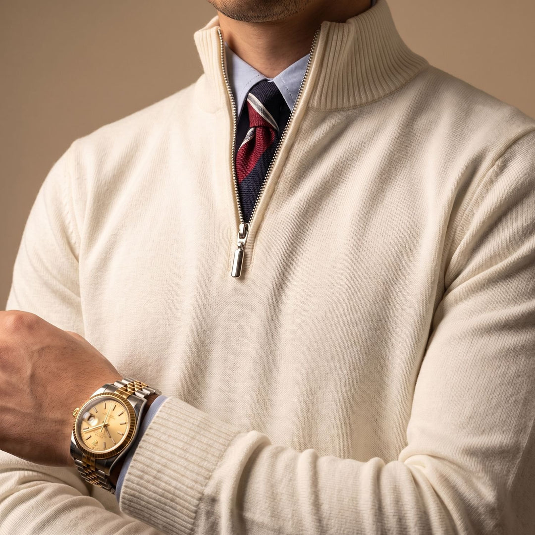 Heren Half-Zip Wollen Pullover met Rits