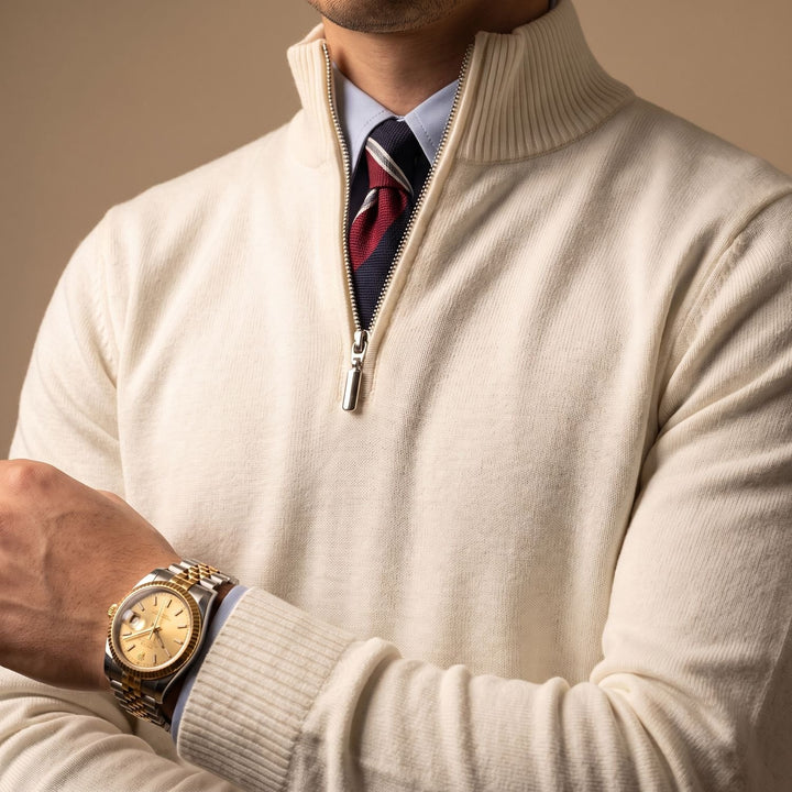 Heren Half-Zip Wollen Pullover met Rits