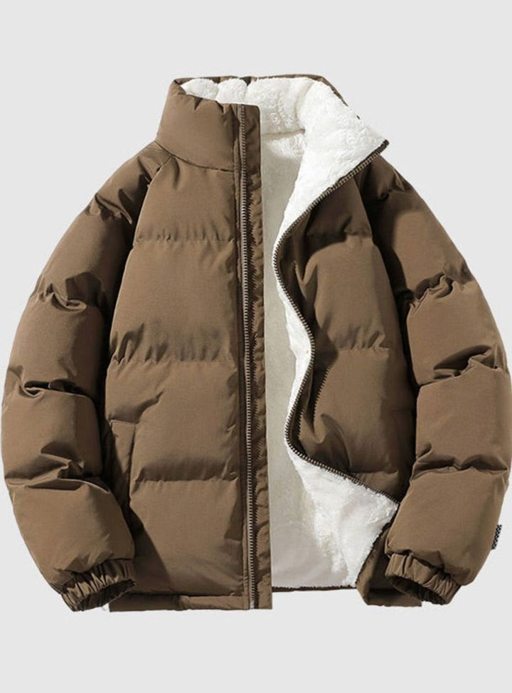 Heren Jas Fleece-Gevoerd Lichtgewicht Pufferjack Regular Fit - Bruin