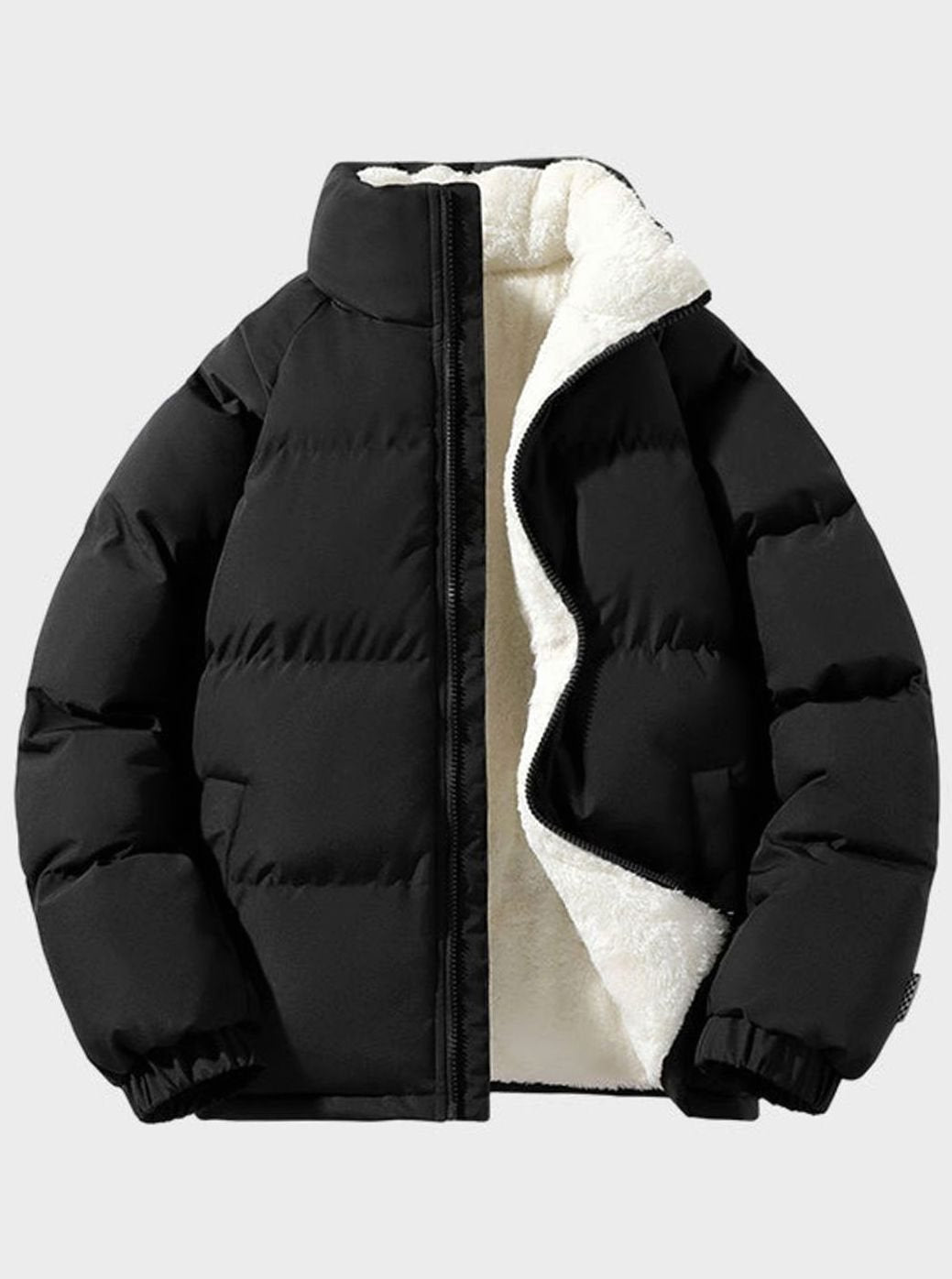 Heren Jas Fleece-Gevoerd Lichtgewicht Pufferjack Regular Fit - Zwart