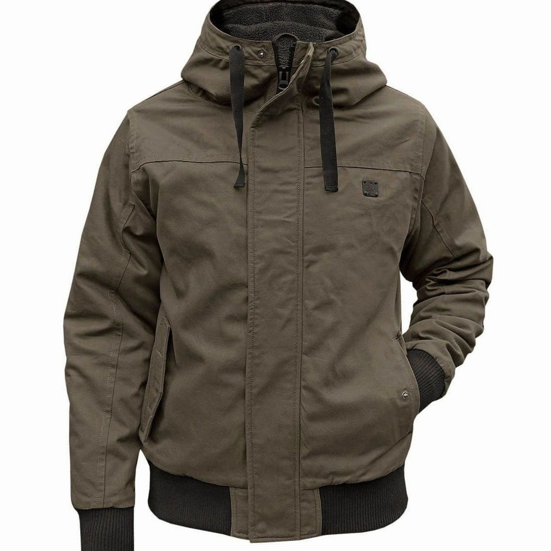 Heren jas gevoerde blouson met capuchon windscherm - Groen