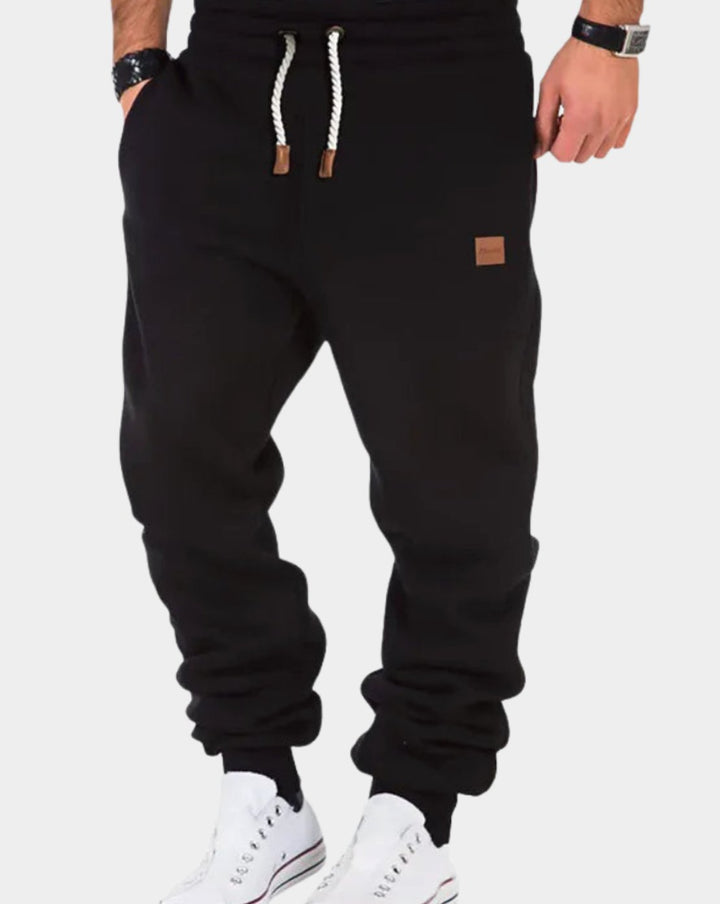 Heren Jogginghose Fleece Gevoerde Relaxed-Fit Broek met Trekkoord - Zwart