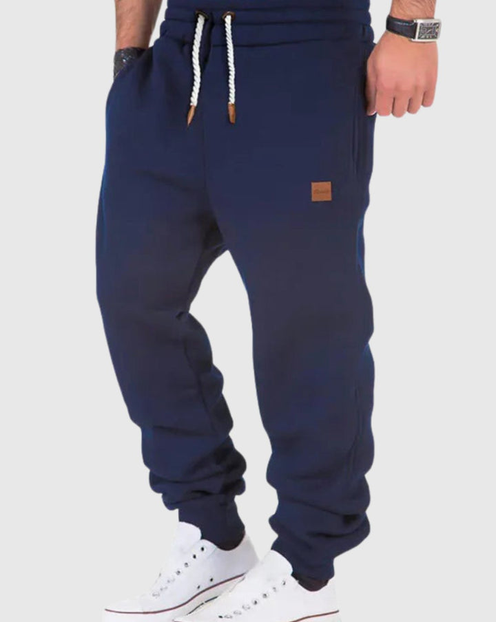 Heren Jogginghose Fleece Gevoerde Relaxed-Fit Broek met Trekkoord - Donkerblauw