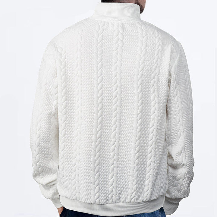 Heren Kabelgebreid Quarter-Zip Pullover Sweater
