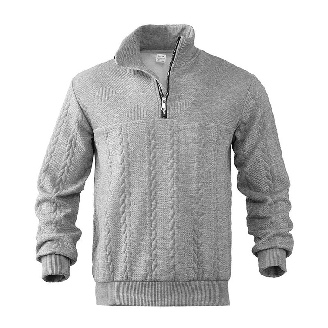 Heren Kabelgebreid Quarter-Zip Pullover Sweater