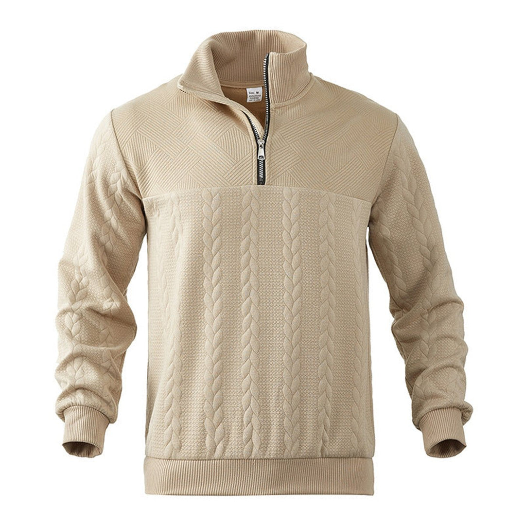 Heren Kabelgebreid Quarter-Zip Pullover Sweater