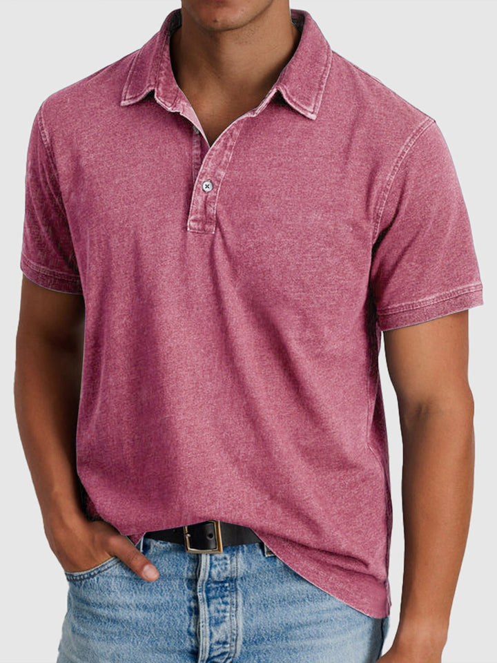 Heren Katoen-Denim Korte Mouwen Polo Shirt - Pink