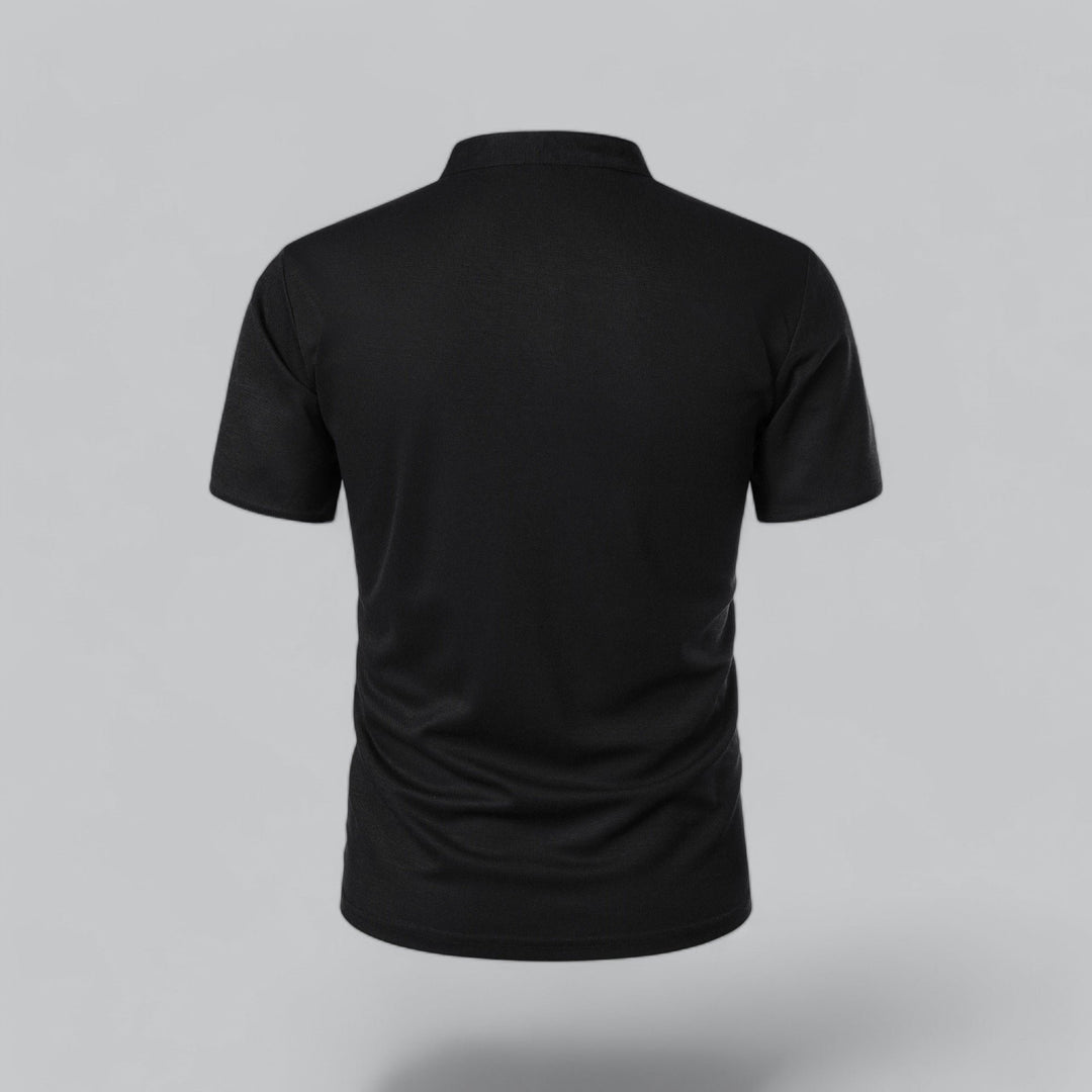 Heren Katoenen Kraagloze Polo Shirt Korte Mouwen
