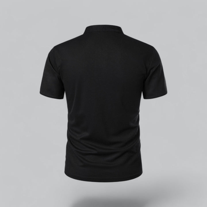 Heren Katoenen Kraagloze Polo Shirt Korte Mouwen