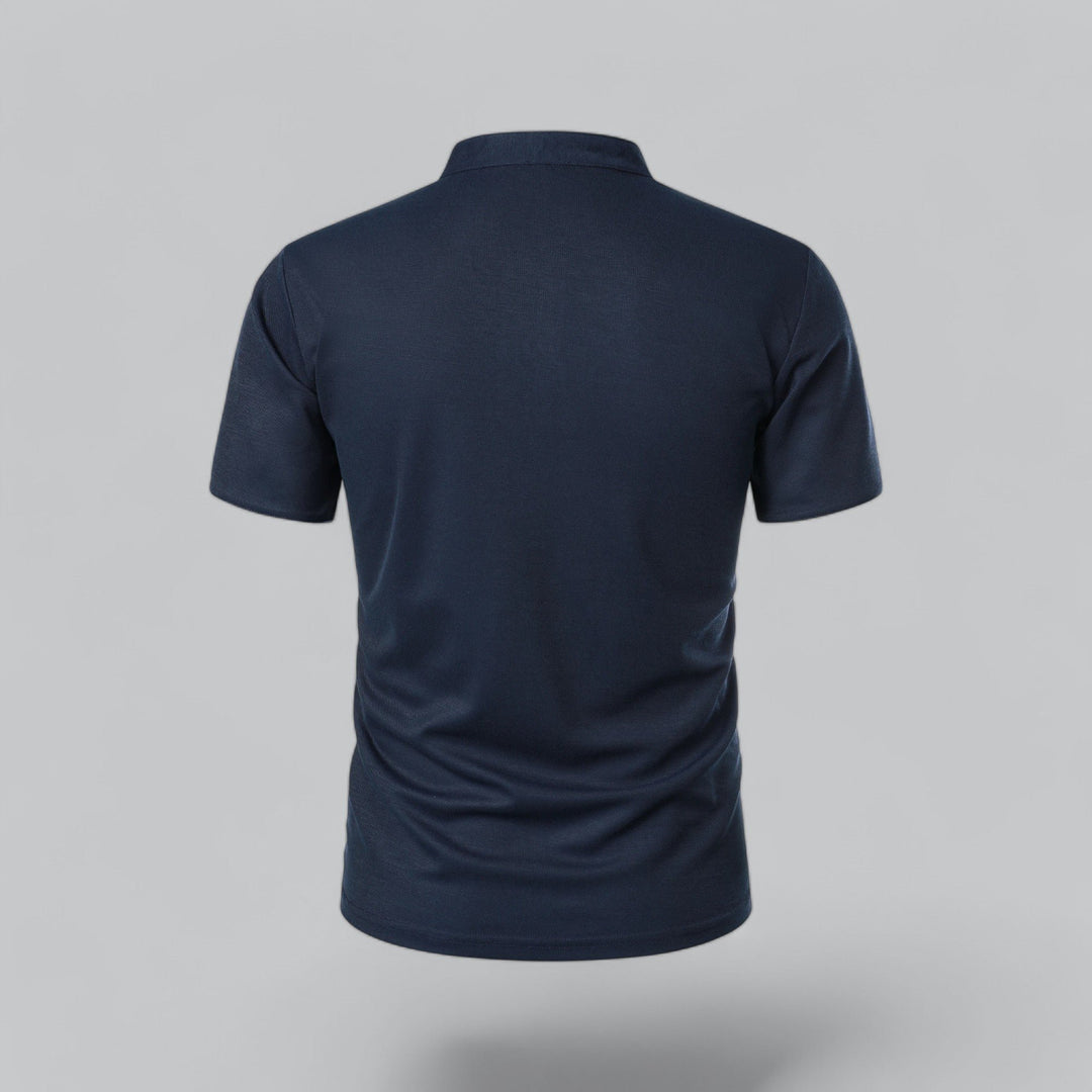 Heren Katoenen Kraagloze Polo Shirt Korte Mouwen