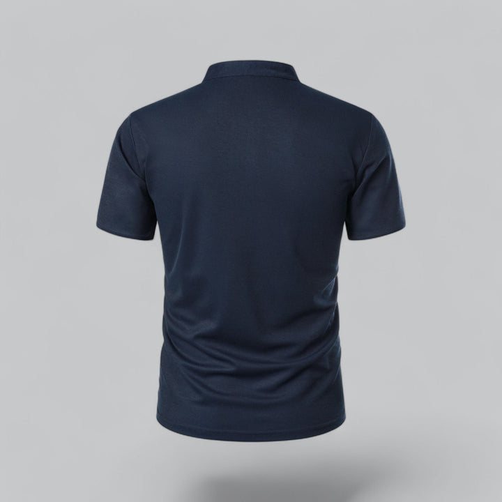 Heren Katoenen Kraagloze Polo Shirt Korte Mouwen