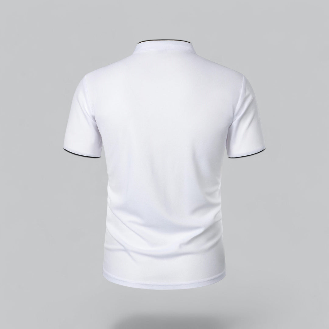 Heren Katoenen Kraagloze Polo Shirt Korte Mouwen