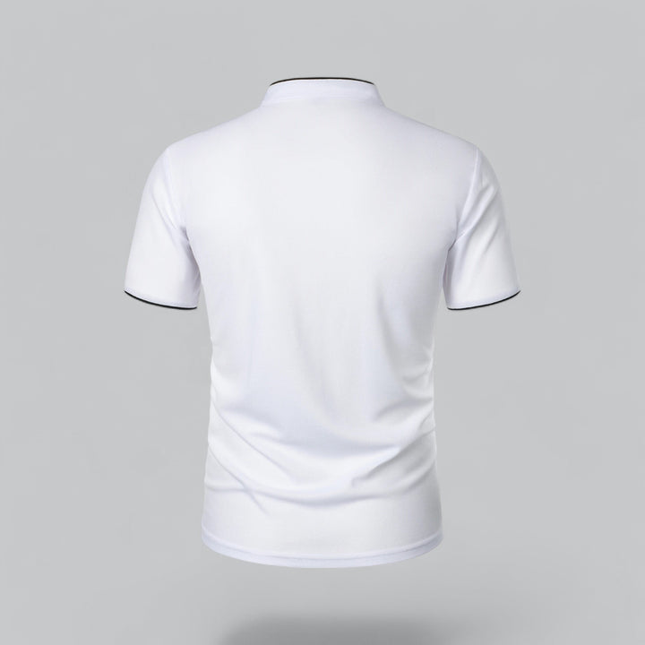 Heren Katoenen Kraagloze Polo Shirt Korte Mouwen