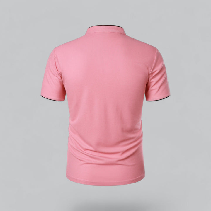 Heren Katoenen Kraagloze Polo Shirt Korte Mouwen