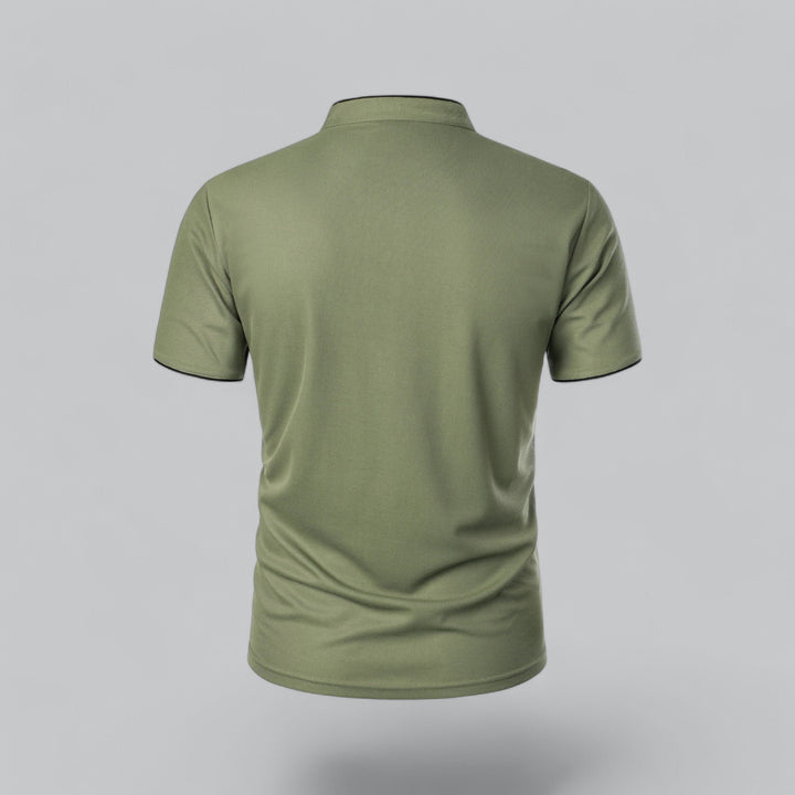 Heren Katoenen Kraagloze Polo Shirt Korte Mouwen