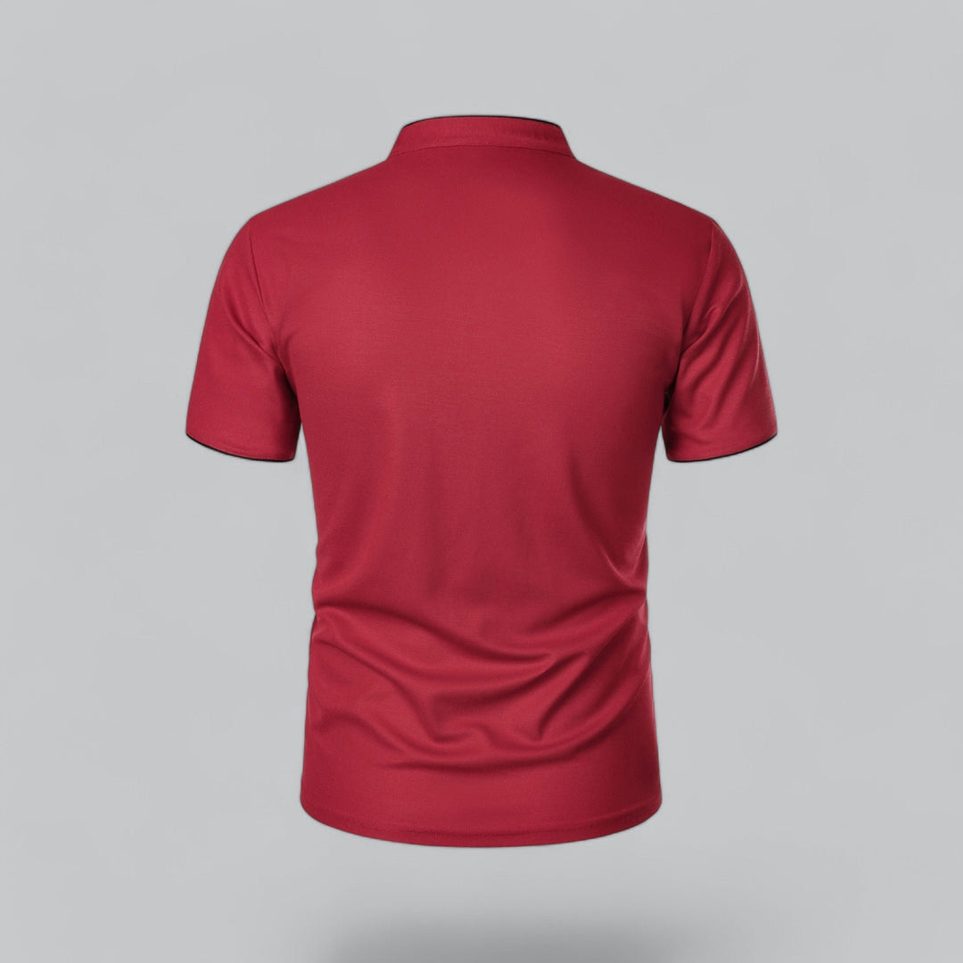 Heren Katoenen Kraagloze Polo Shirt Korte Mouwen