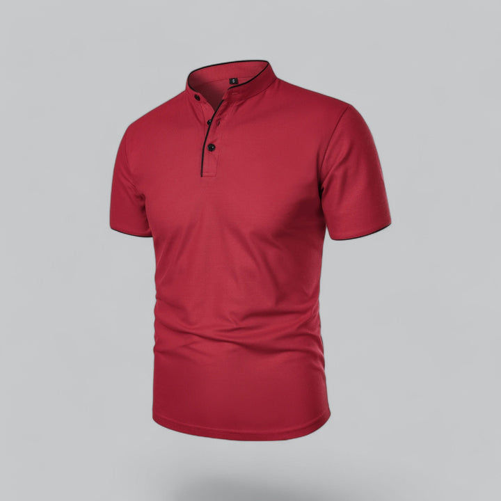 Heren Katoenen Kraagloze Polo Shirt Korte Mouwen