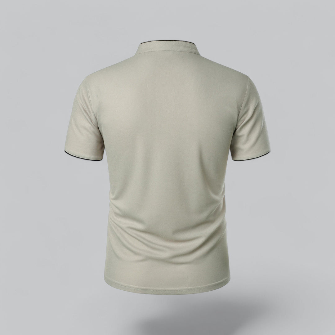 Heren Katoenen Kraagloze Polo Shirt Korte Mouwen