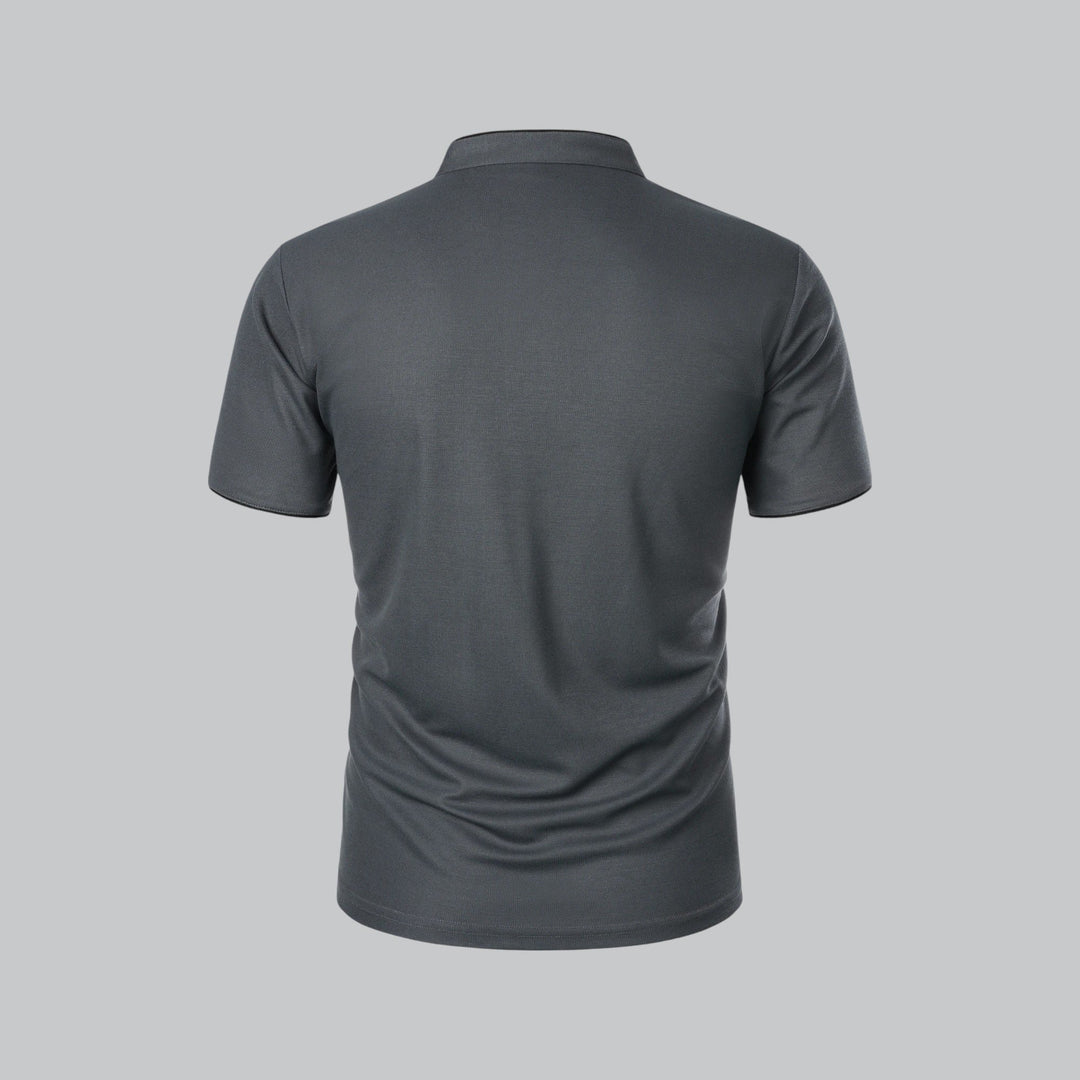 Heren Katoenen Kraagloze Polo Shirt Korte Mouwen