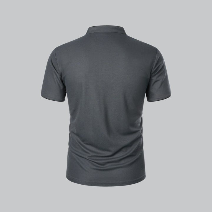 Heren Katoenen Kraagloze Polo Shirt Korte Mouwen