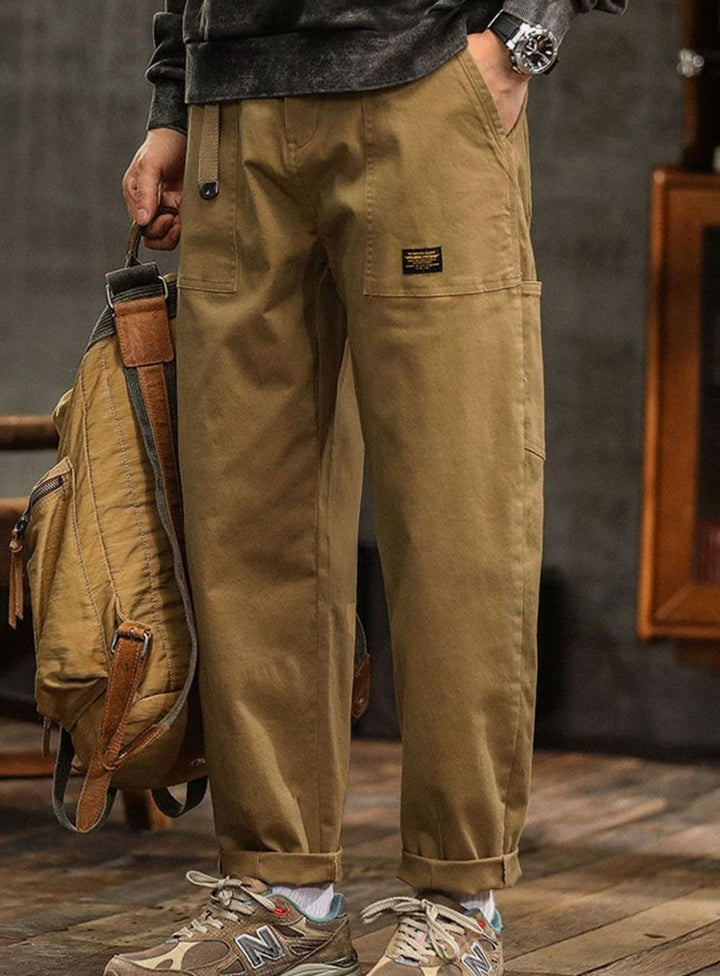 Heren Katoenen Utility Cargo Pantalon met Zakken Relaxed Fit