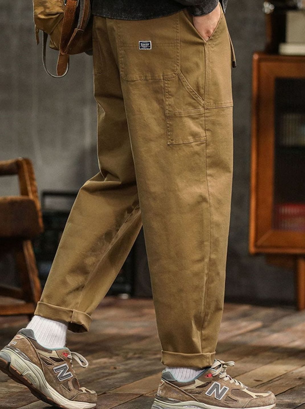Heren Katoenen Utility Cargo Pantalon met Zakken Relaxed Fit