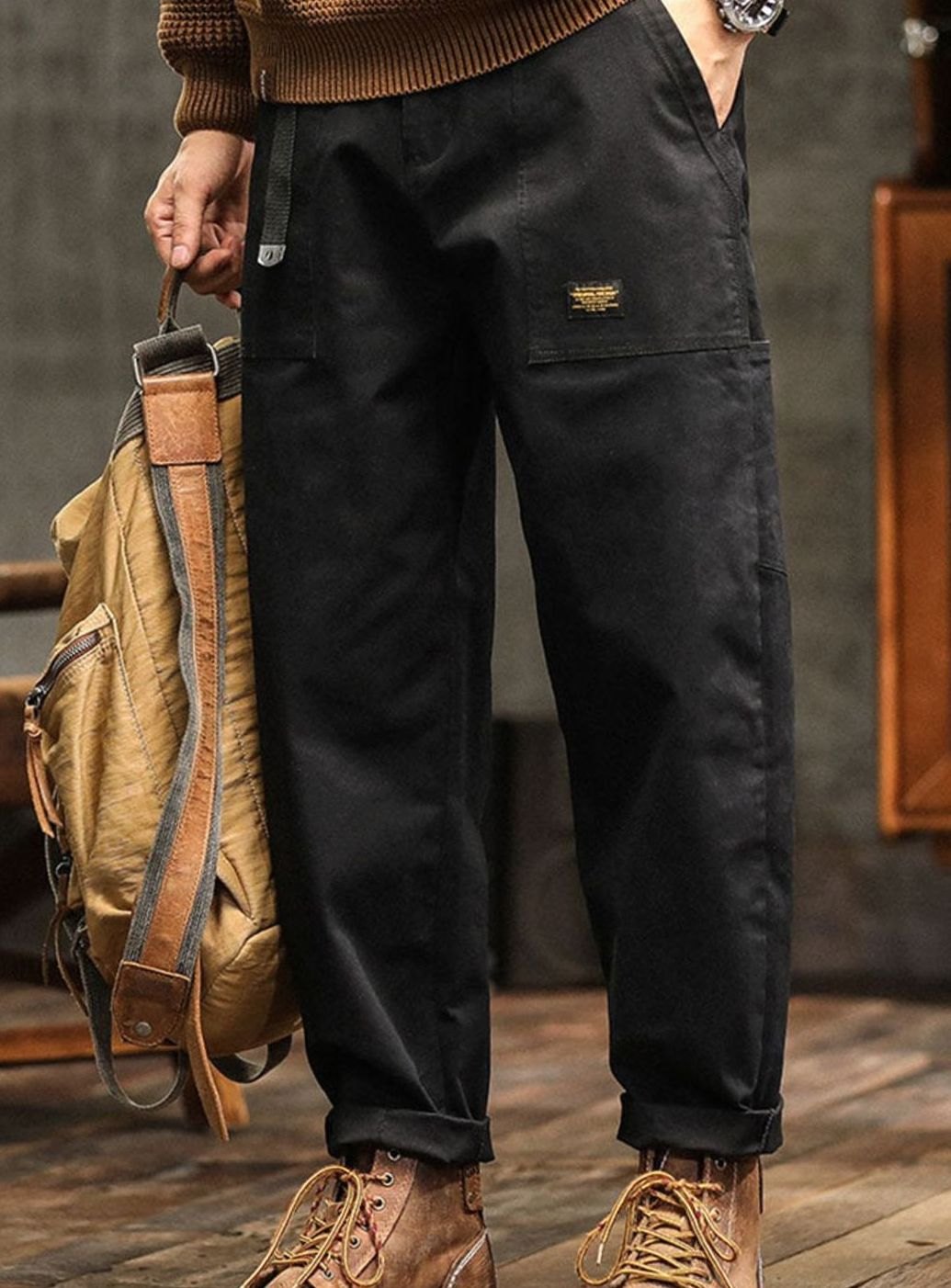 Heren Katoenen Utility Cargo Pantalon met Zakken Relaxed Fit
