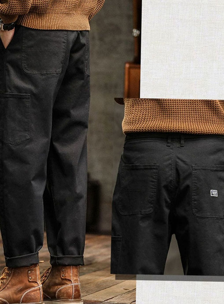Heren Katoenen Utility Cargo Pantalon met Zakken Relaxed Fit