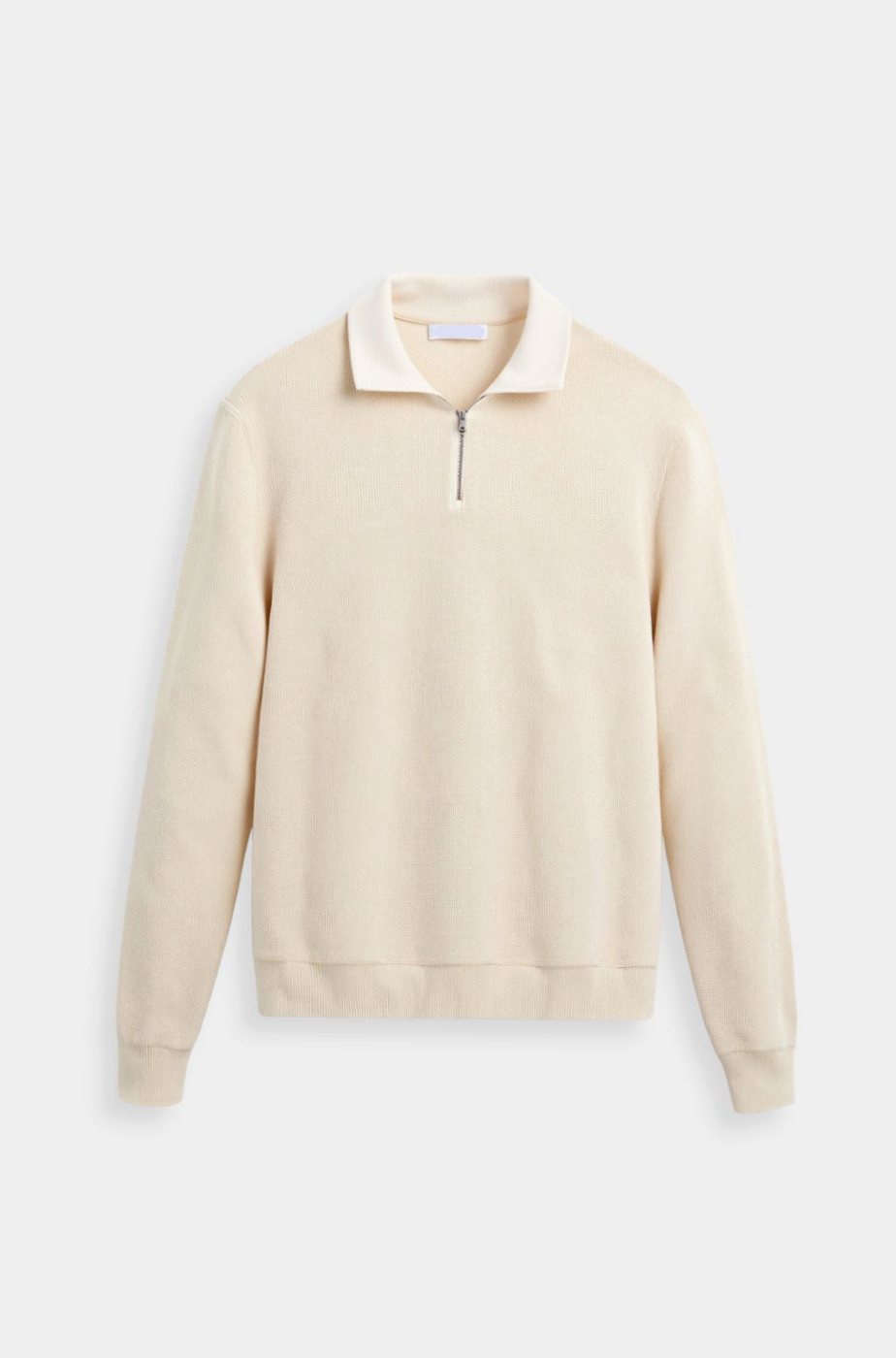 Heren Klassieke Gebreide Half-Zip Katoenen Trui - Beige