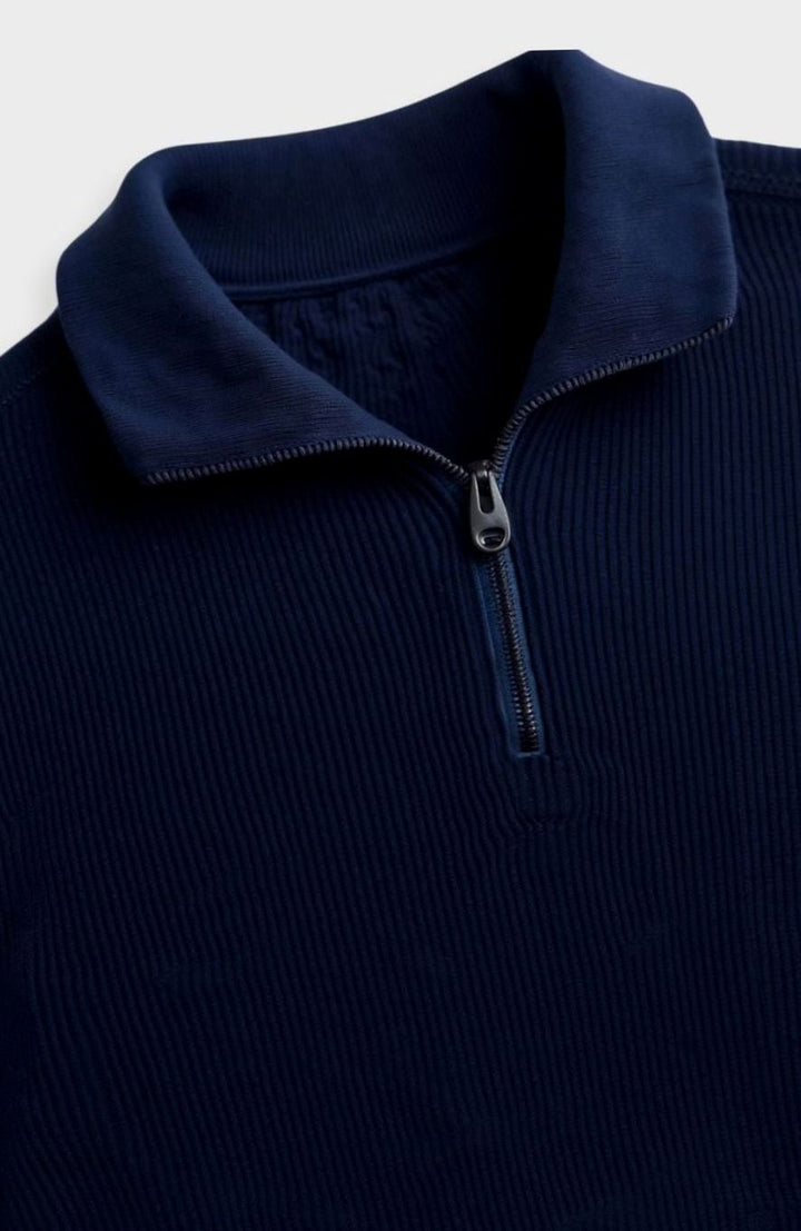 Heren Klassieke Gebreide Half-Zip Katoenen Trui