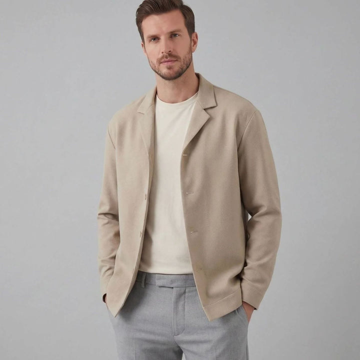 Heren Klassieke Getextureerde Single-Breasted Blazer Regular Fit - Beige